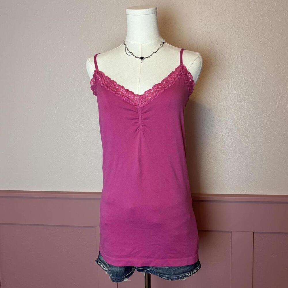 y2k babydoll lace cami attention sz large pink nylon layer mcbling - Picture 4 of 8